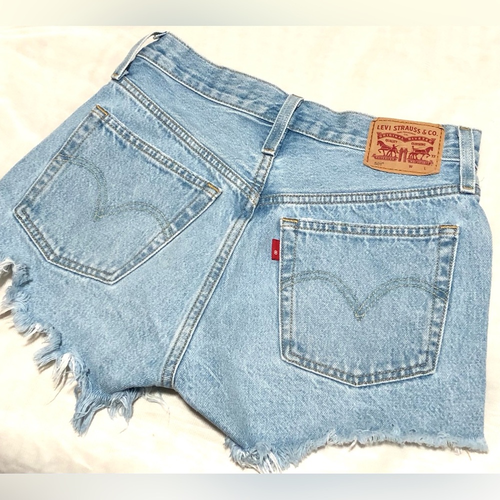 Levi's Light Blue Distressed Jean Shorts